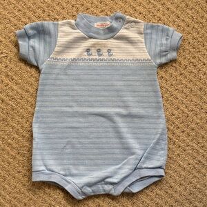 Vintage 80s Health-tex Blue Duck Easter Romper Size 12 Months